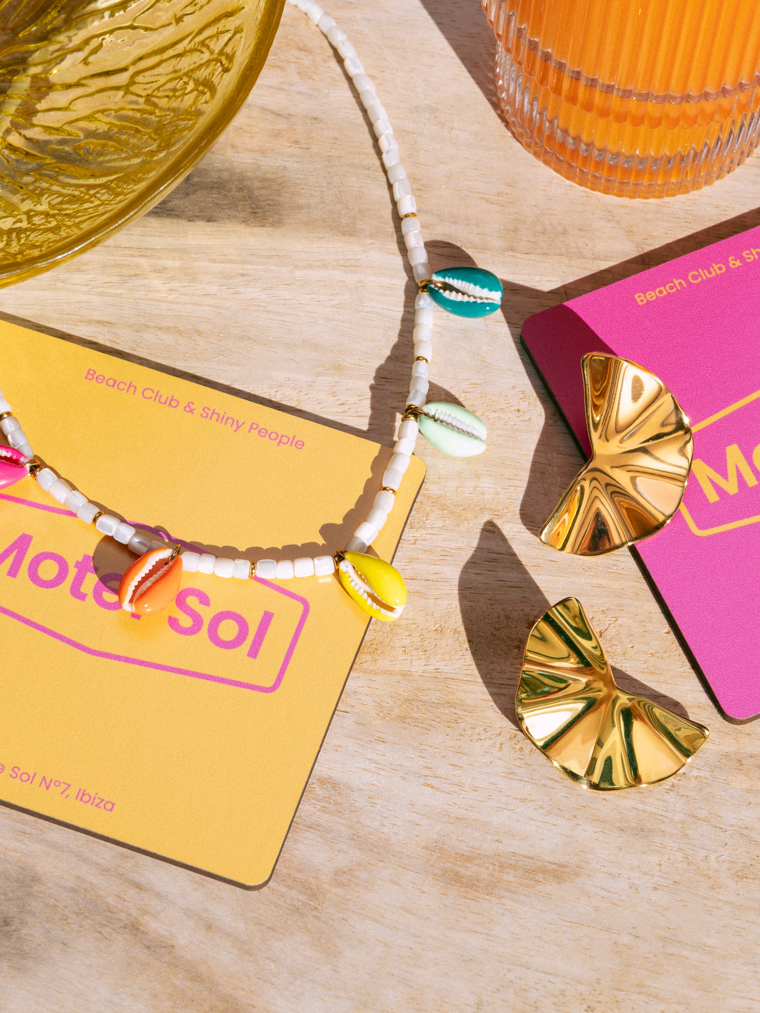 Collar Boho Color Shells Acero Baño Oro