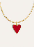 Lovely Heart Red Enamel Gold Necklace