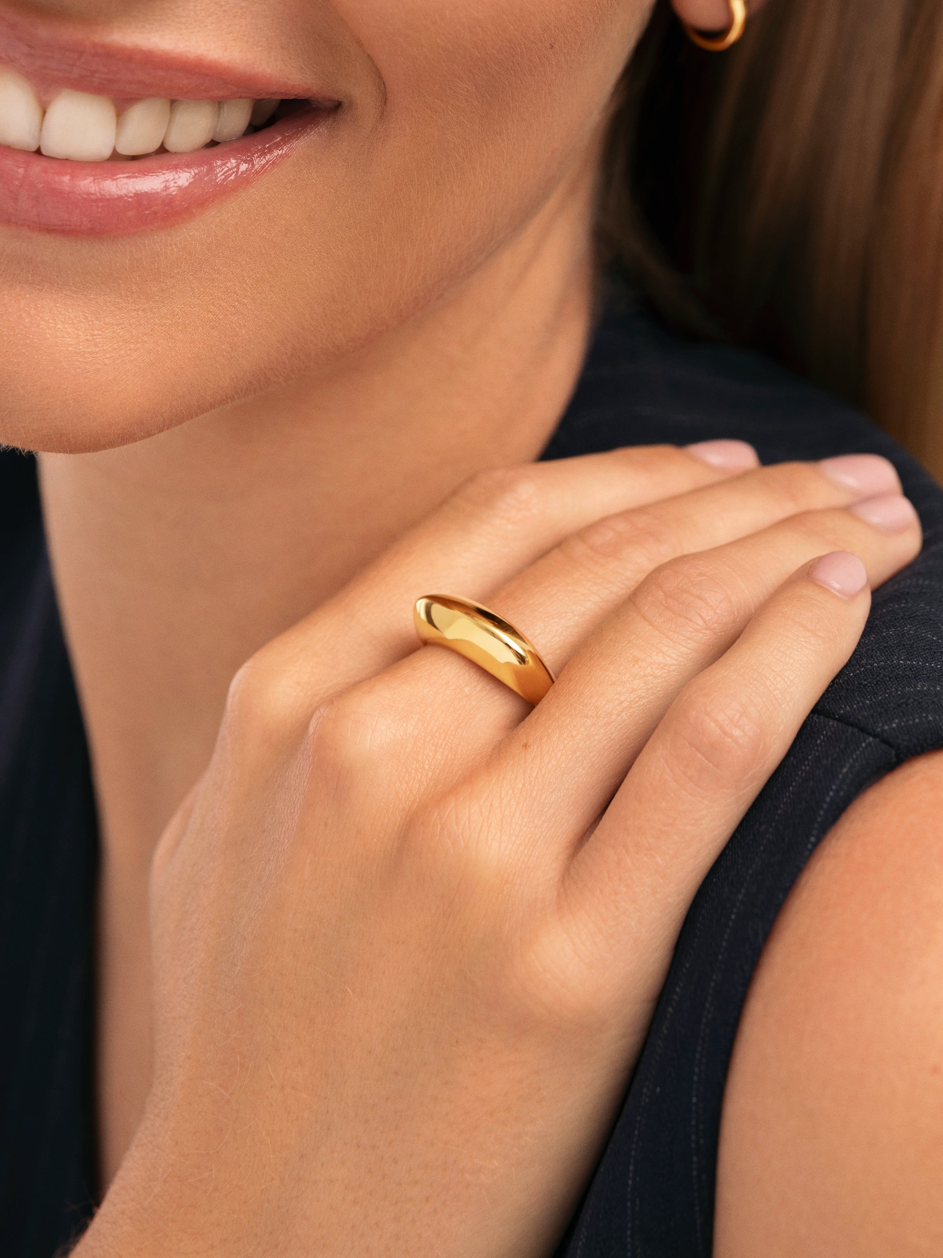 Anillo Maxi Mariana Acero Baño Oro