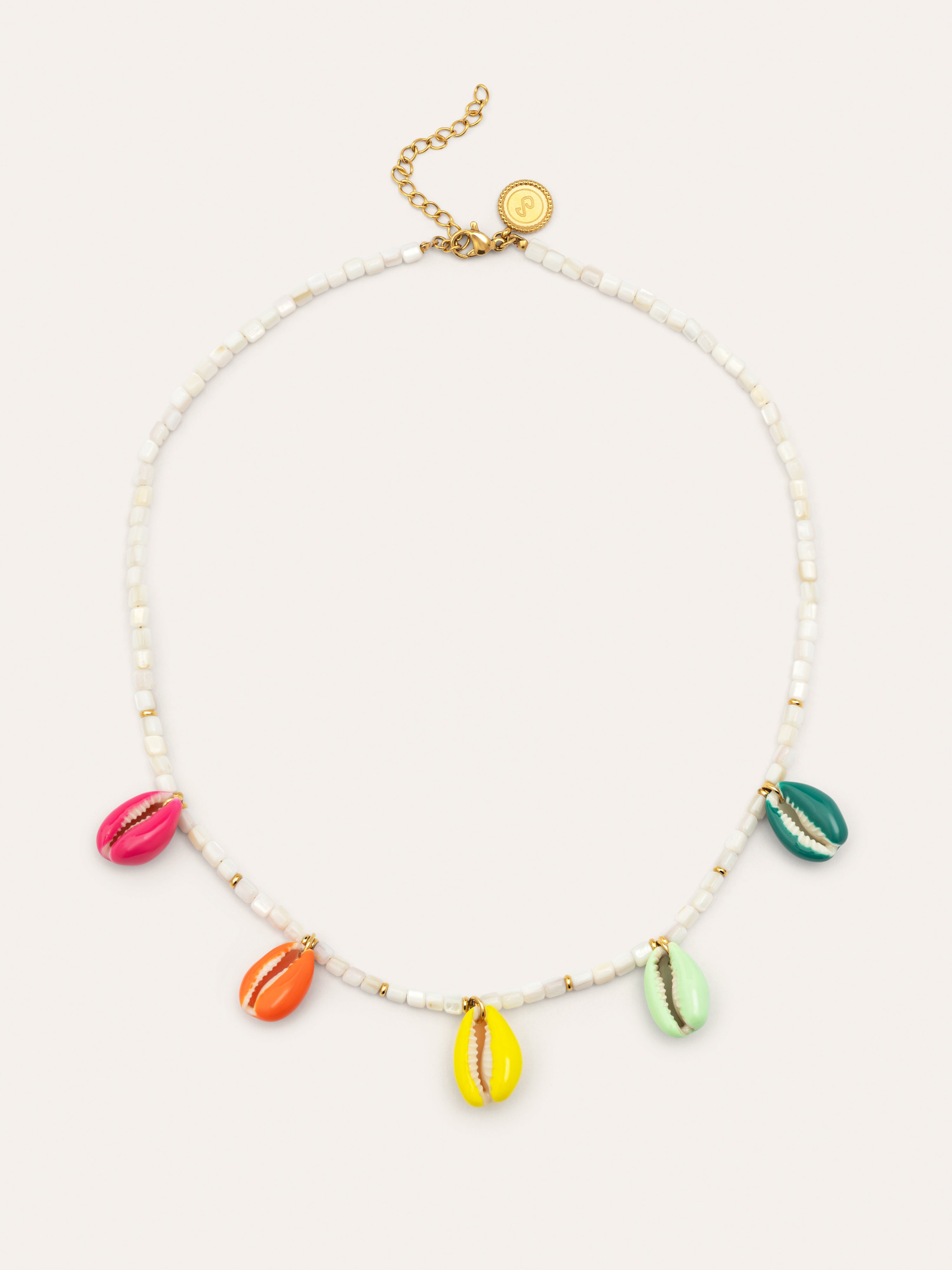 Collar Boho Color Shells Acero Baño Oro