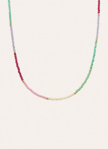 Collar Dye Dots Pastel Acero Baño Oro