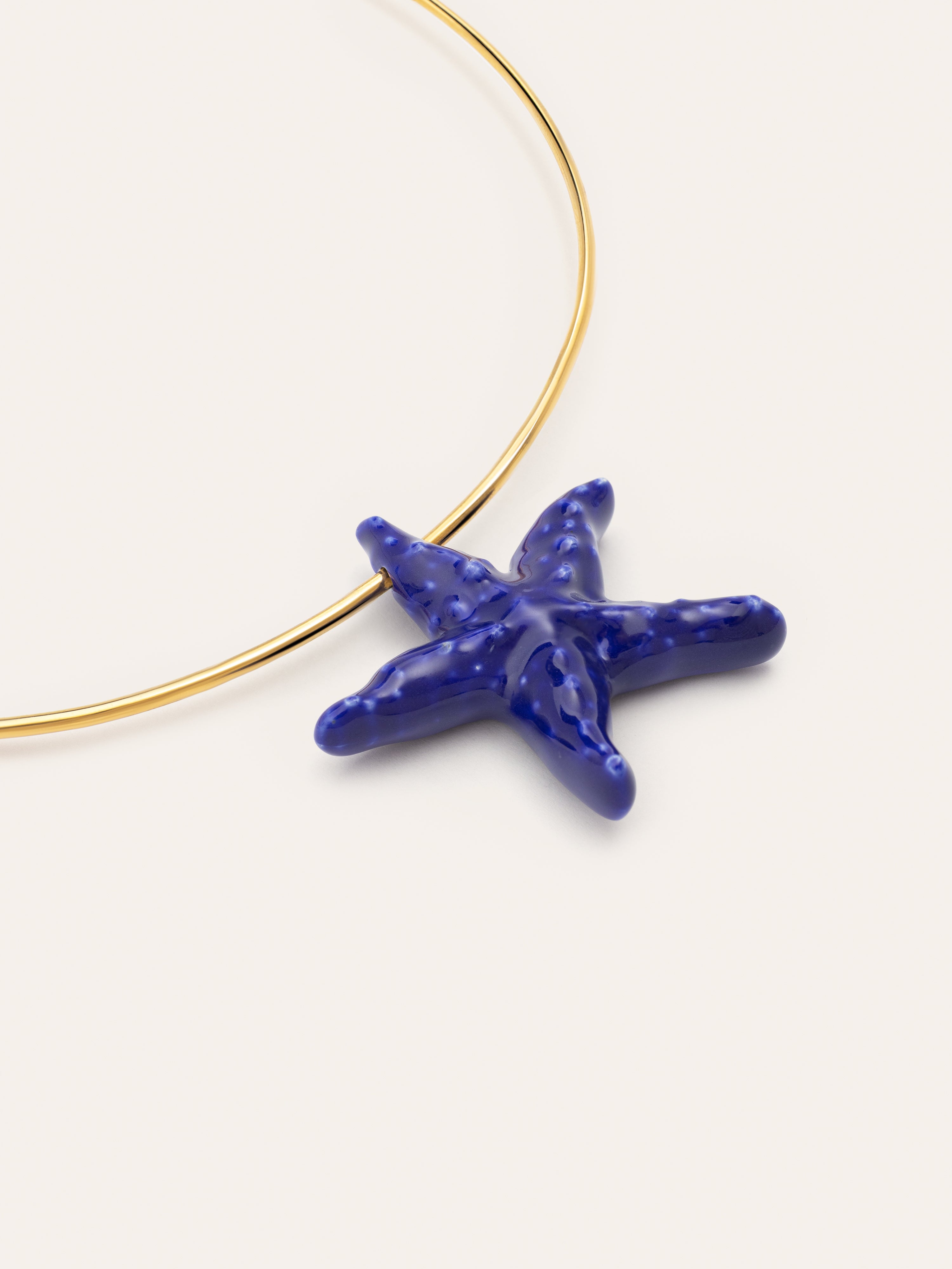 Choker Starfish Blue Acero Baño Oro