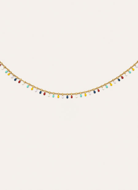 Collar Swing Dots Colors Enamel Acero Baño Oro