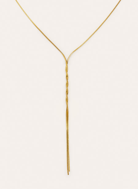 Collar Y Fine Tressia Acero Baño Oro