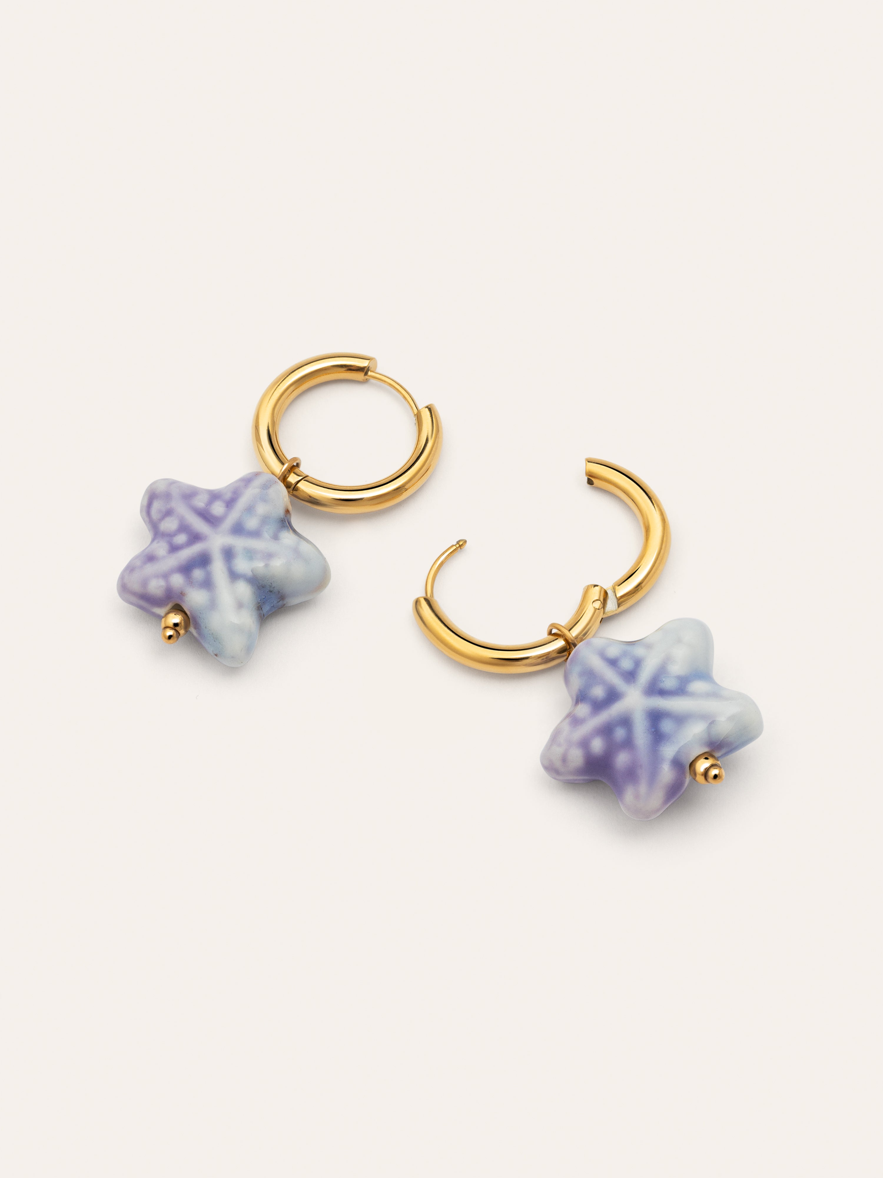 Pendientes Starfish Blue Acero Baño Oro