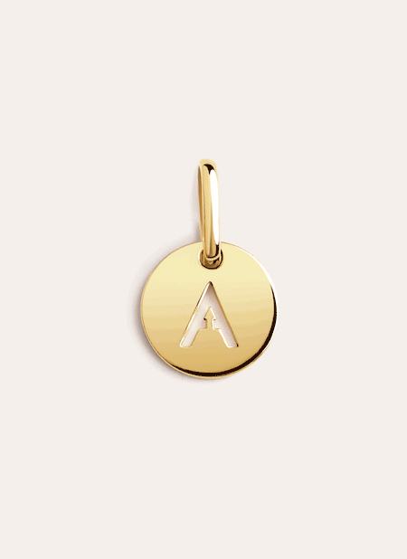 Mini Medallion Letter Plata Baño Oro