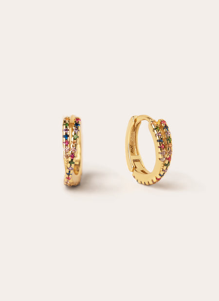 Pendientes Aro Cross Colors Plata Baño Oro