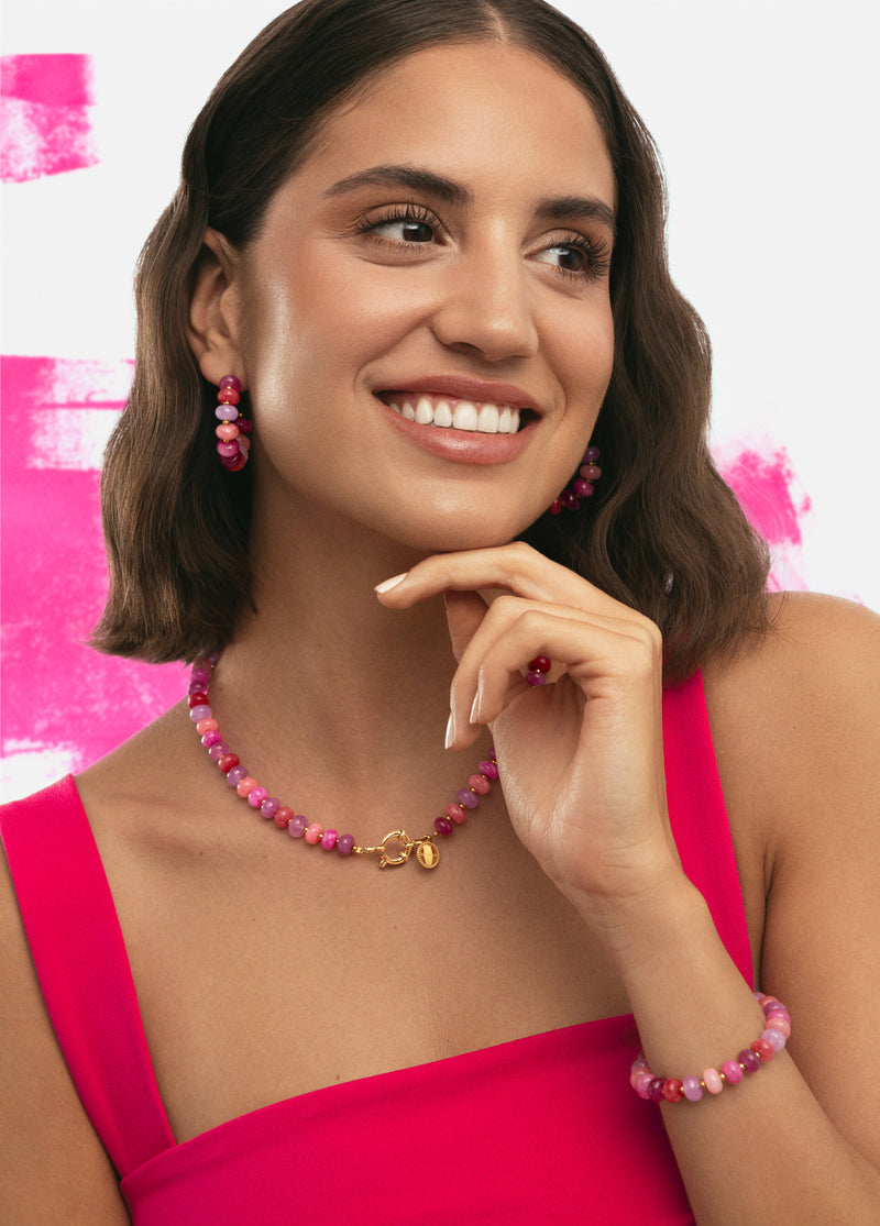 Colar Rosé Stones Aço Banho de Ouro