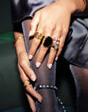 Black Ibiza Stainless Steel Gold Ring