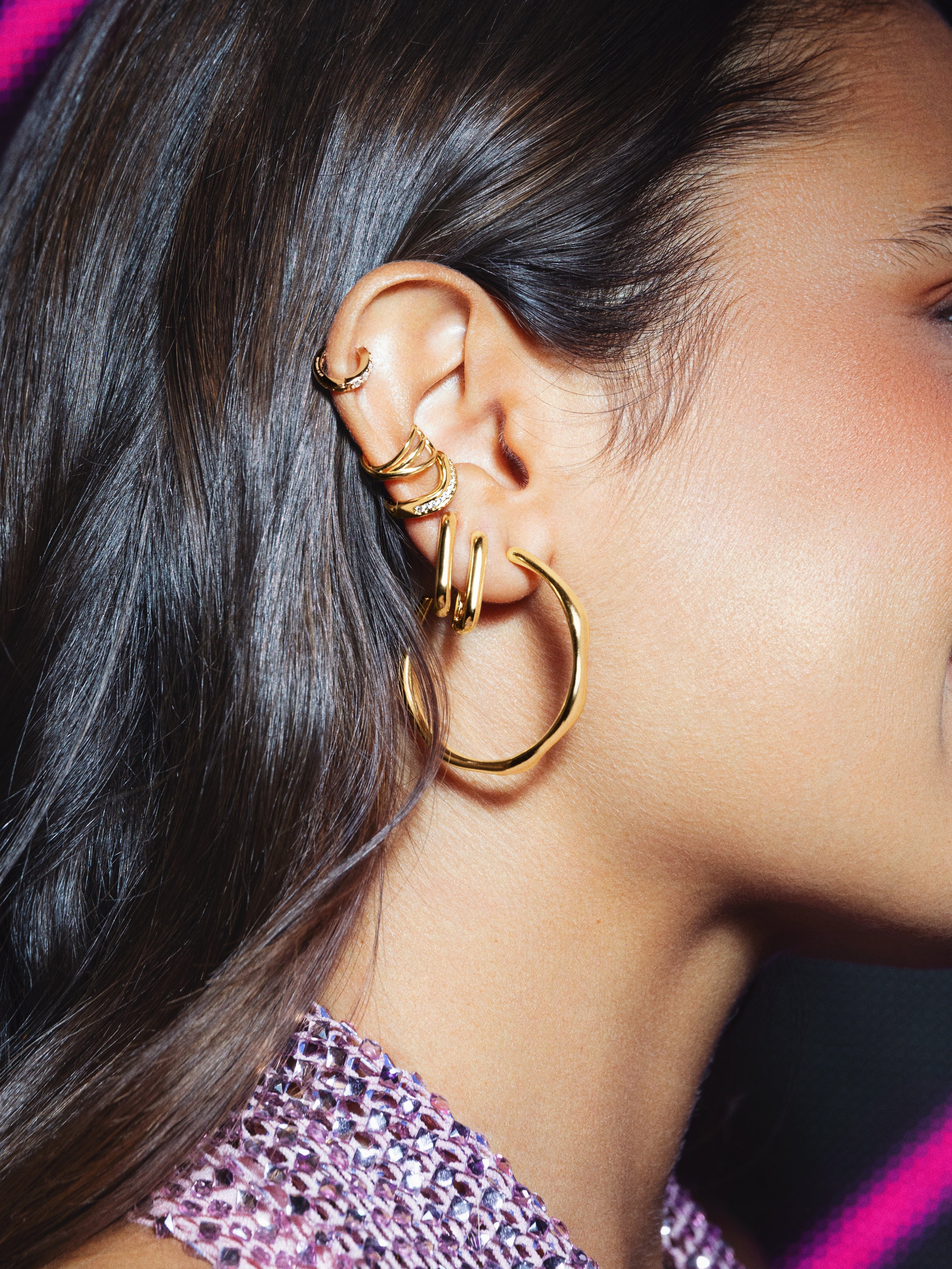  Bamboo Gold Hoop Earrings