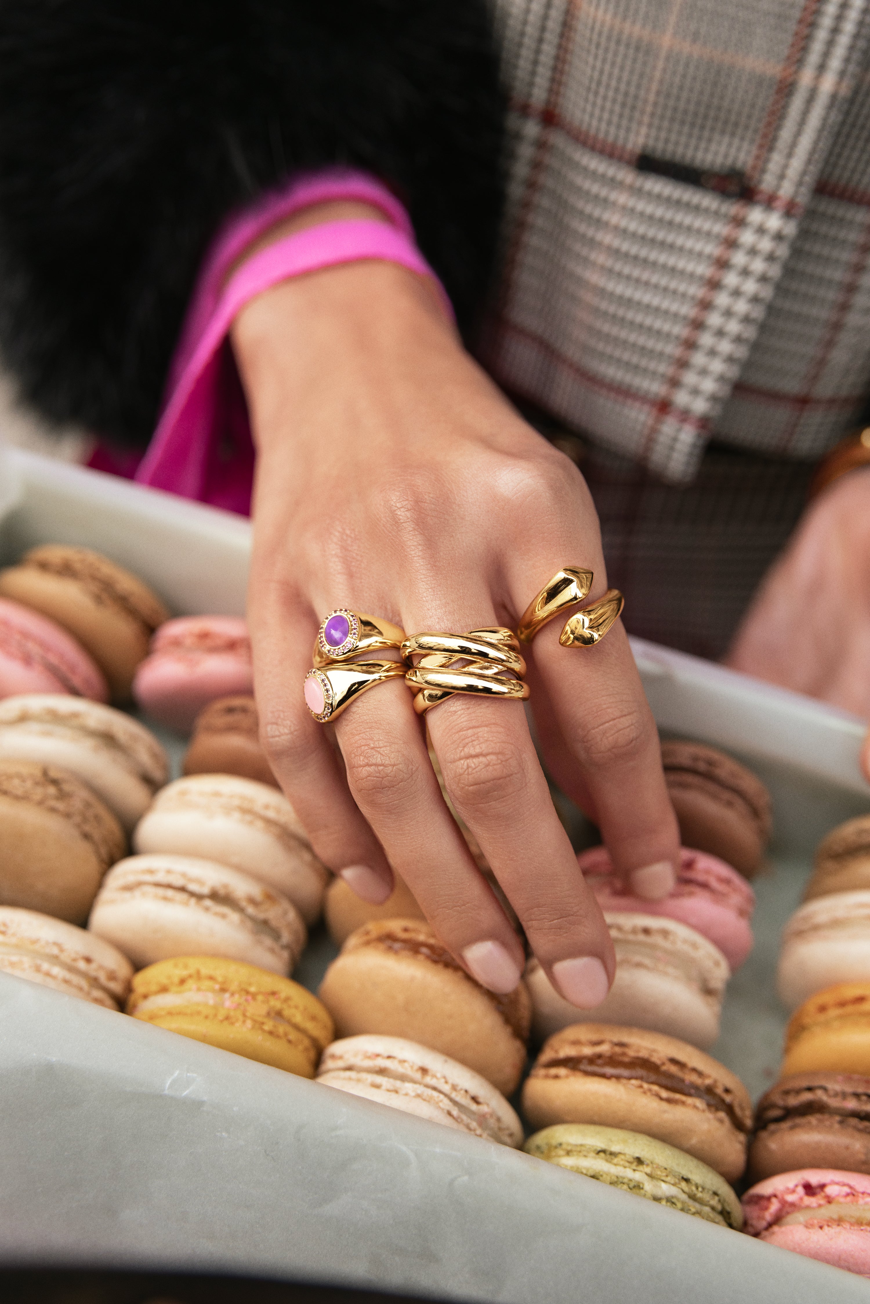 Anillo Double Cross Baño Oro