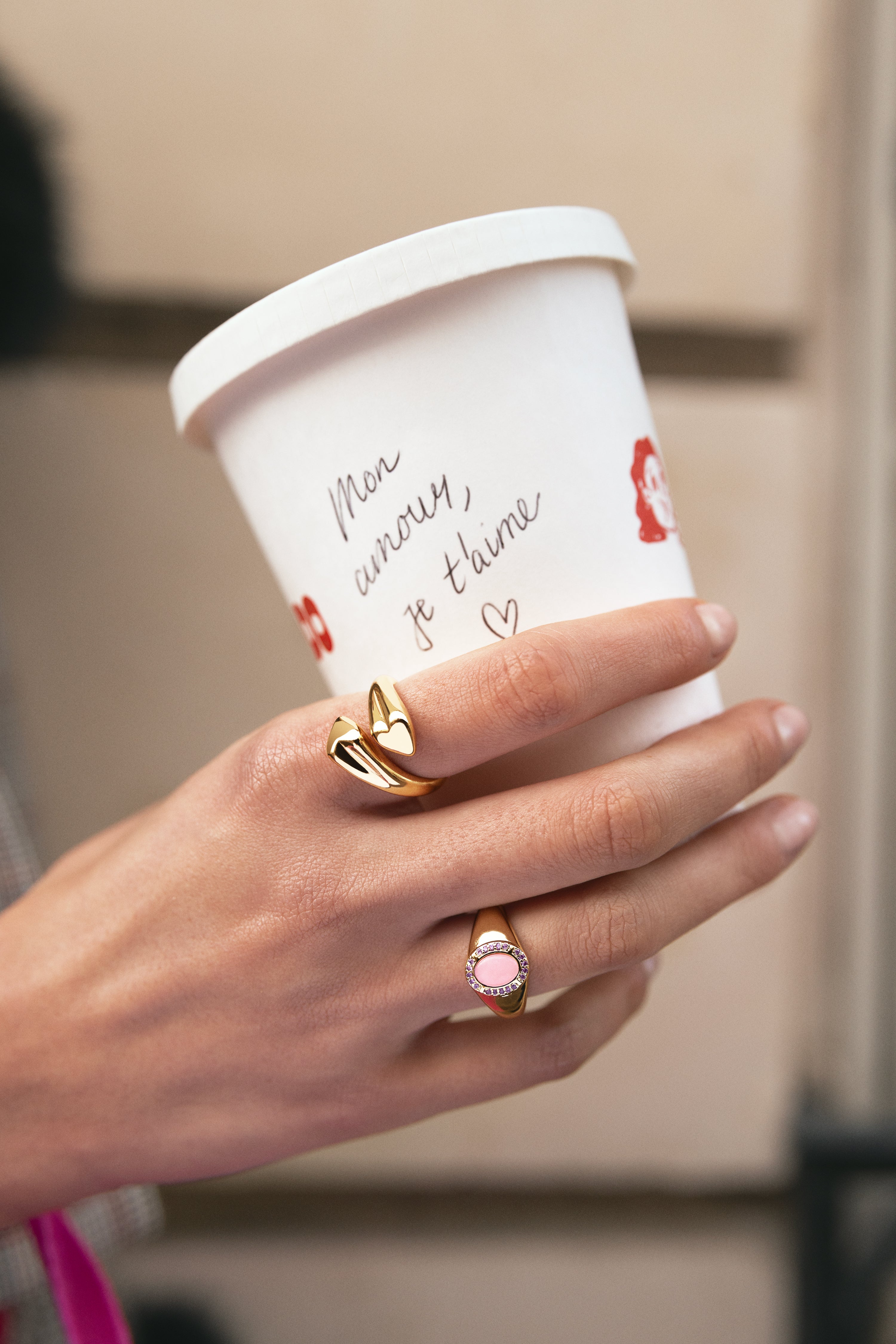 Abbraccio Amour Ring, Edelstahl vergoldet