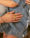 Anillo Trébol Ágata Stone Baño Oro