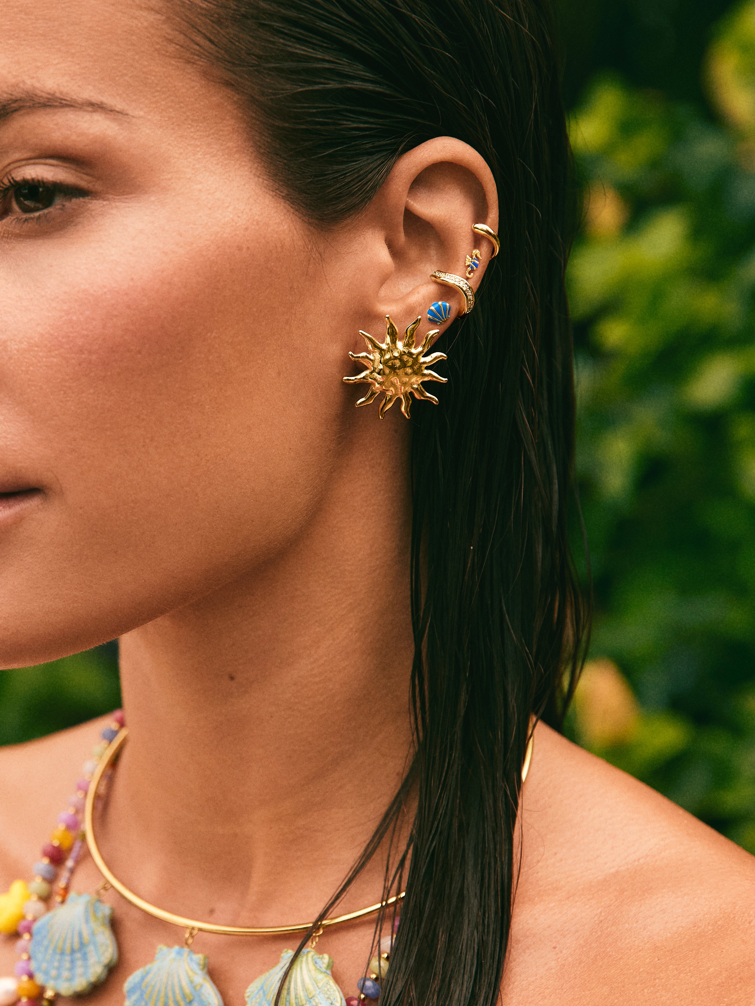 Brinco Individual Ear Cuff Gota Prata Banho de Ouro