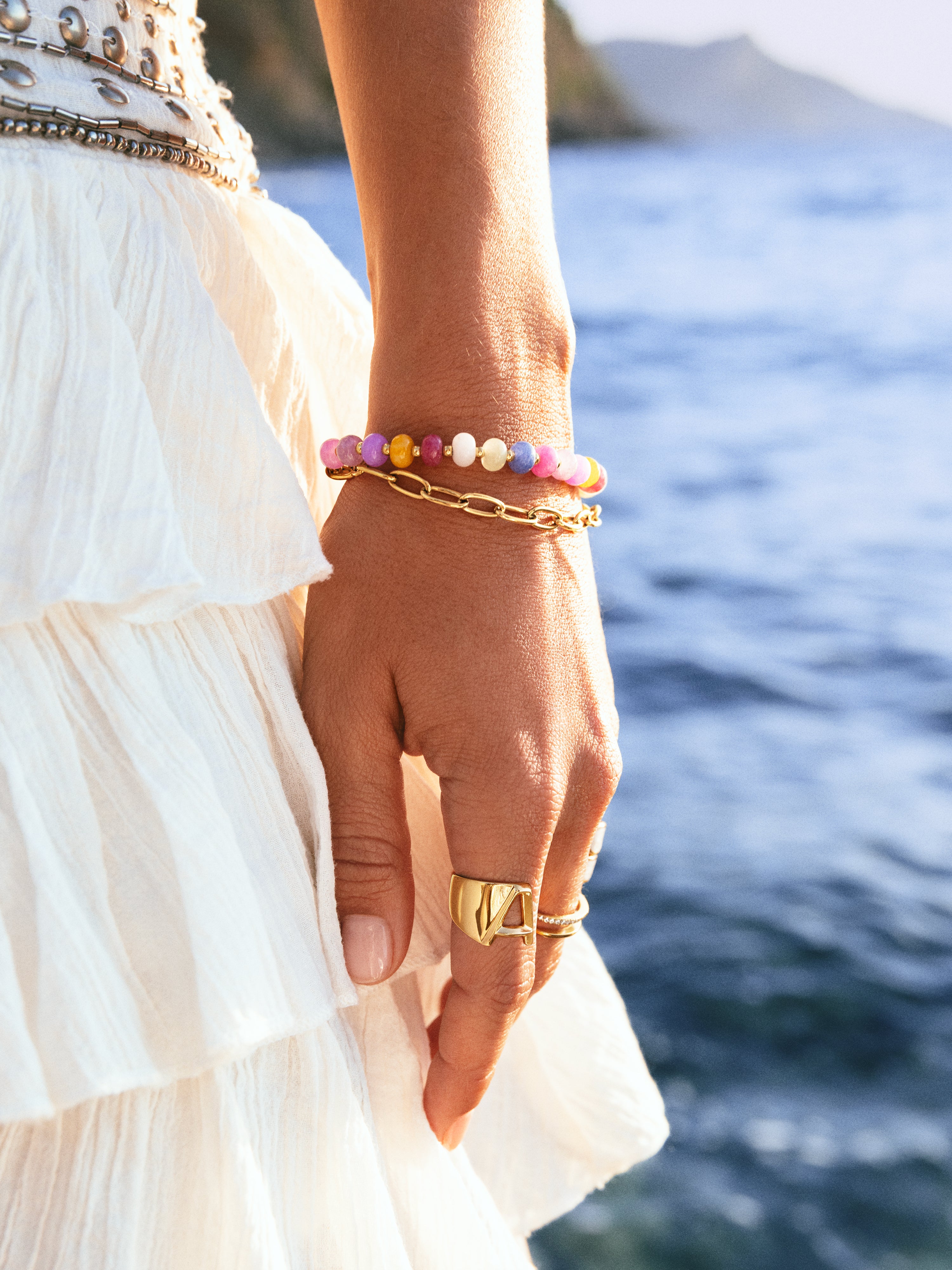 Pulsera Bali Chic Steine Edelstahl mit 18kt Goldbeschichtung