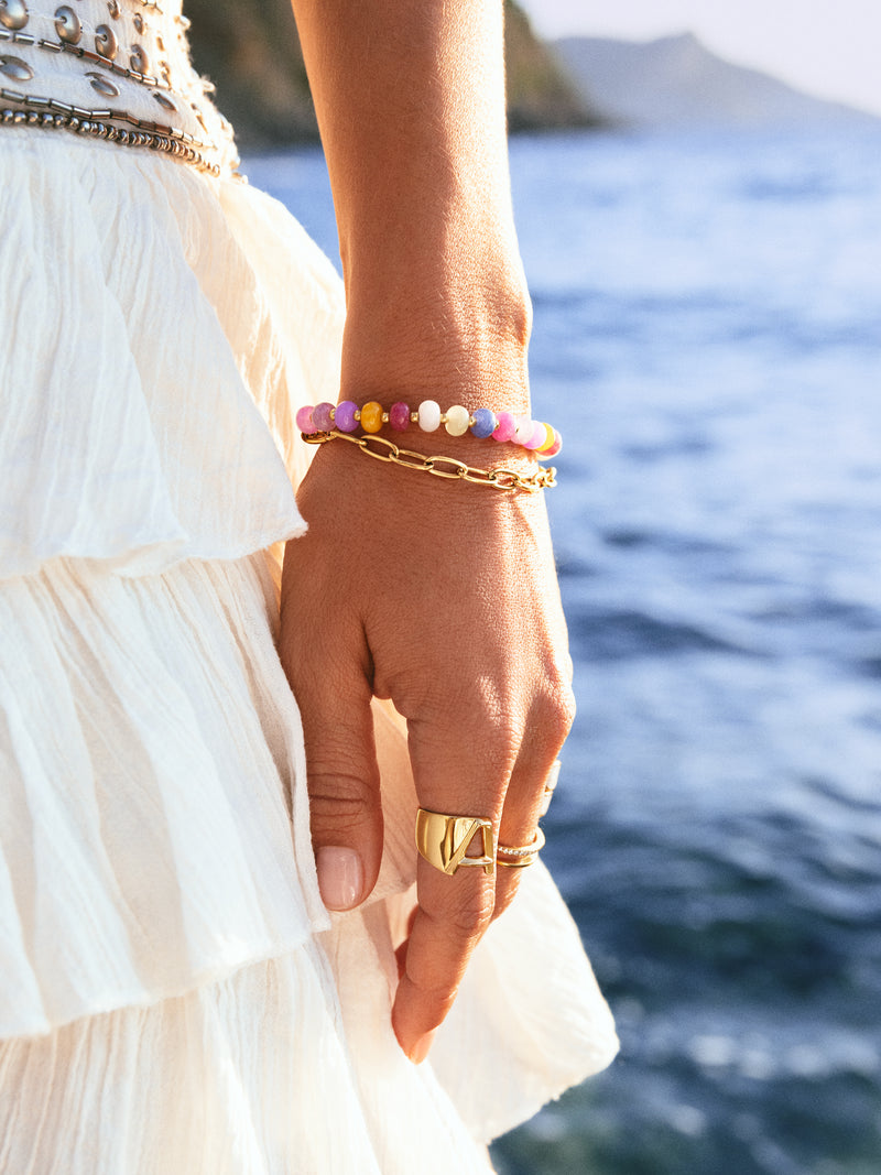 Pulsera Bali Chic Steine Edelstahl mit 18kt Goldbeschichtung