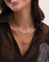 Halskette Mini Mond Blau Stahl mit 18kt Goldbeschichtung