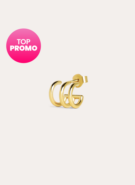 Three Gold Hoop Single earring