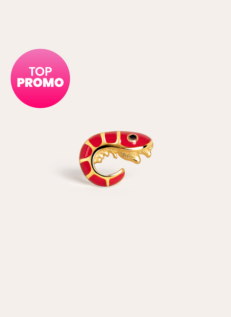 Prawn Enamel Gold Single Earring