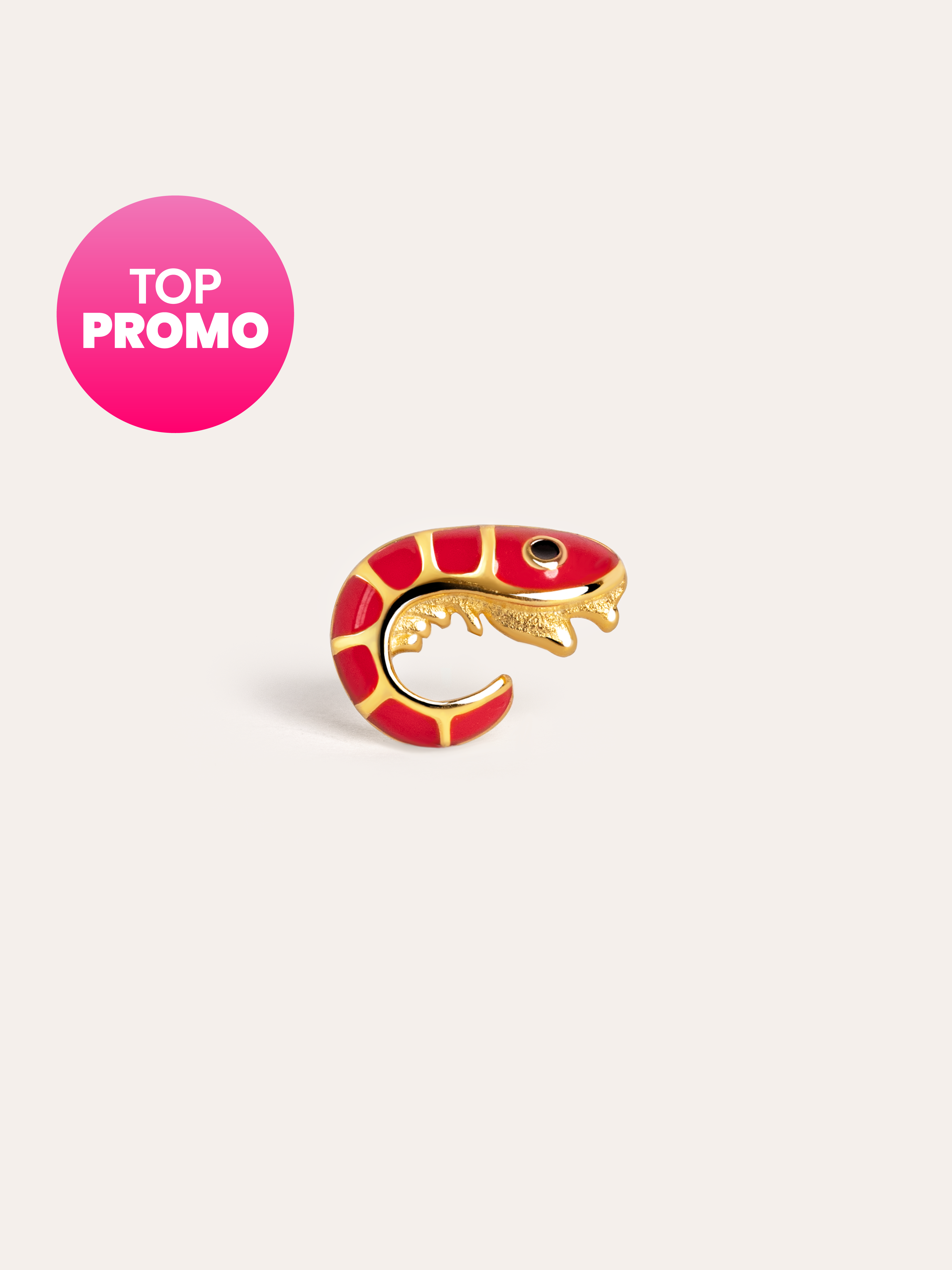 Prawn Enamel Gold Single Earring