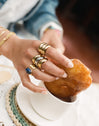 Anillo Índigo Azul Acero Baño Oro