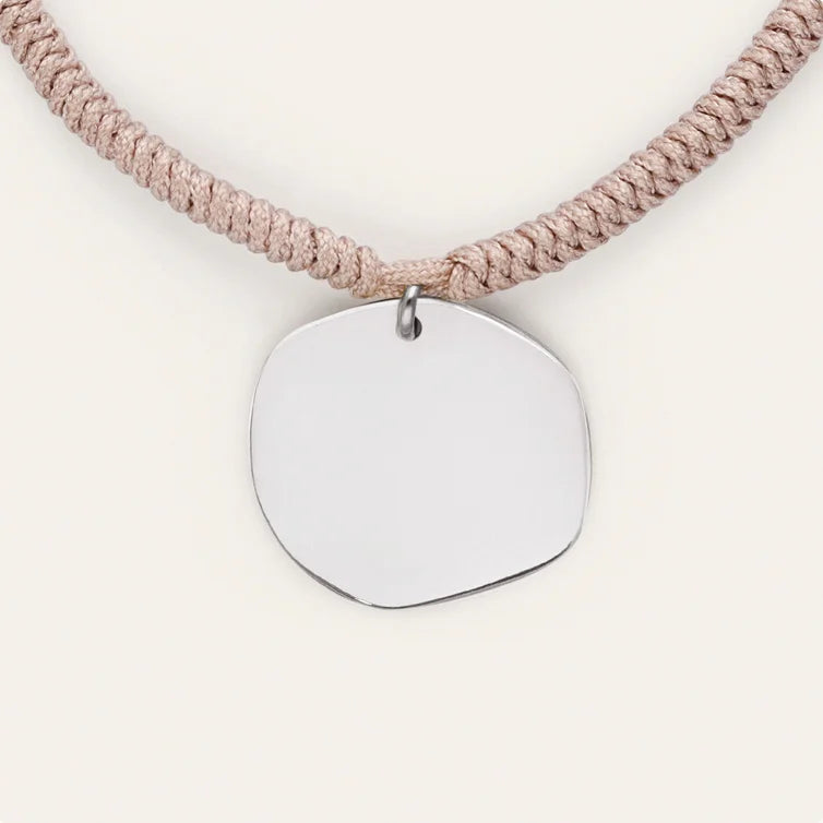 Pulseira Personalizada Medalhão Organic Rosa Aço