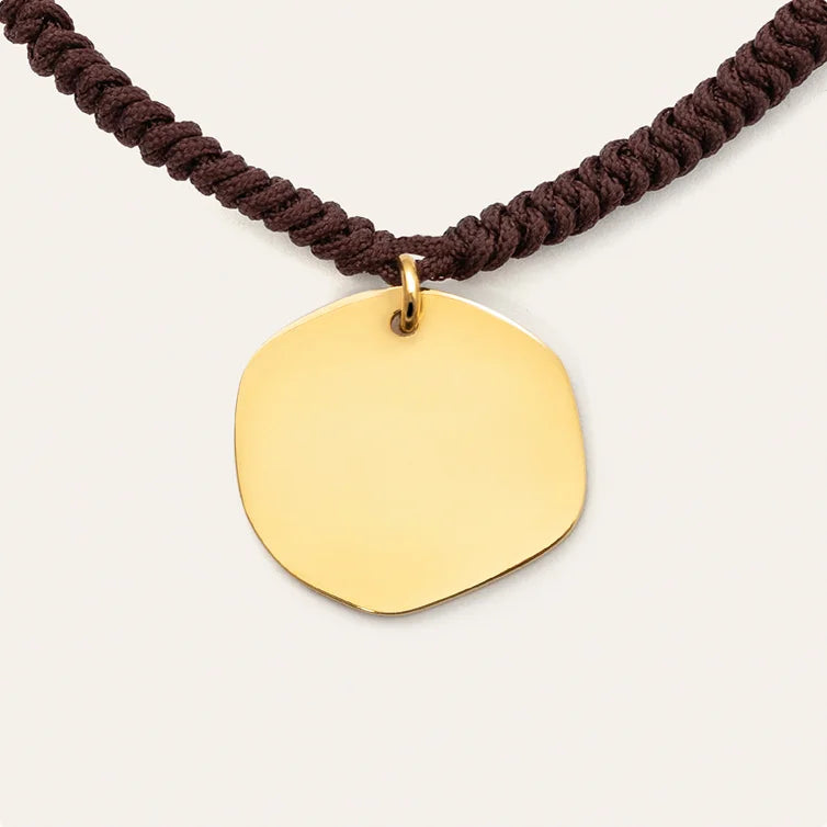 Pulsera Personalizada Medallion Marrón Acero Baño Oro