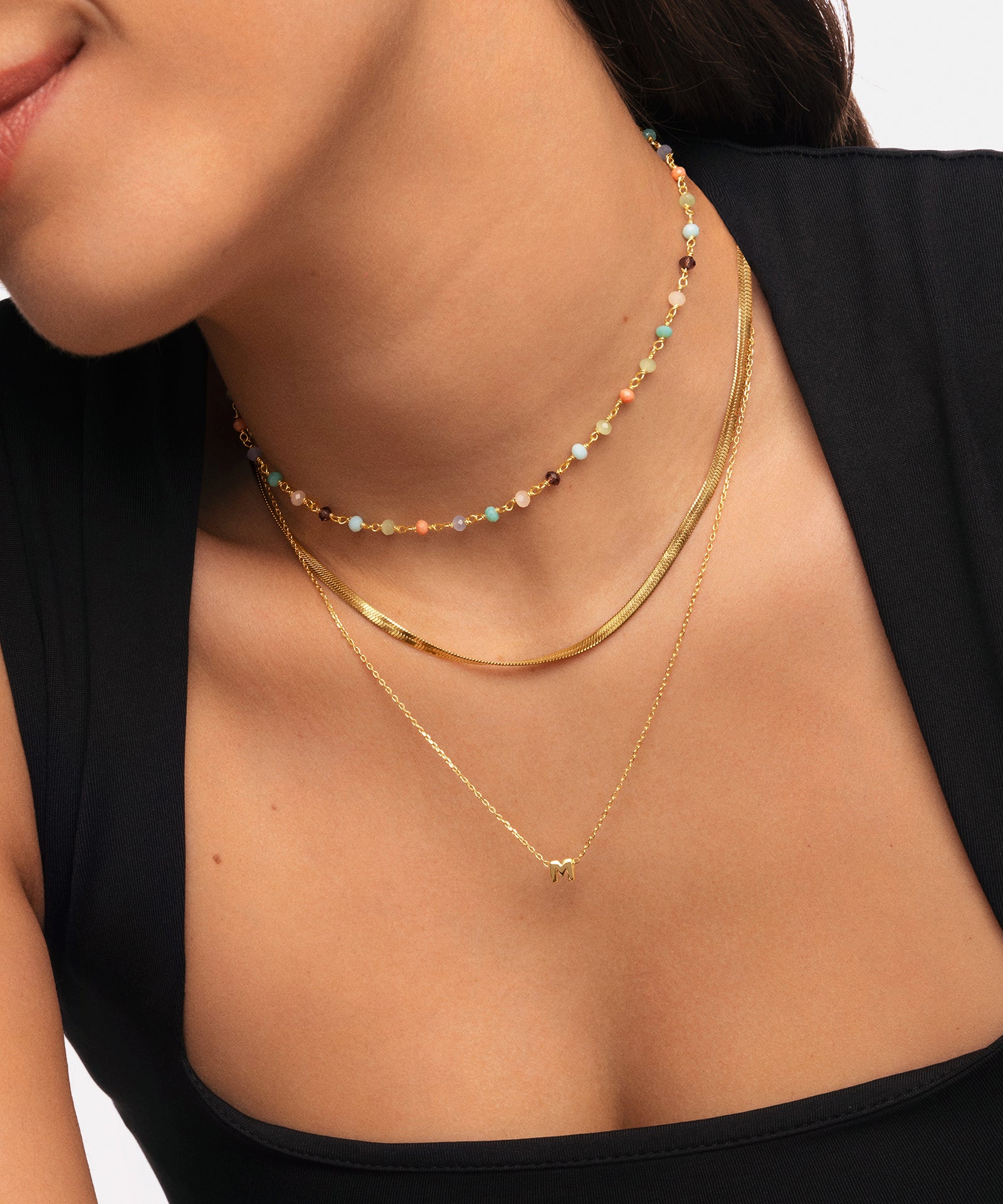 Collar Crystals Colors Plata Baño Oro