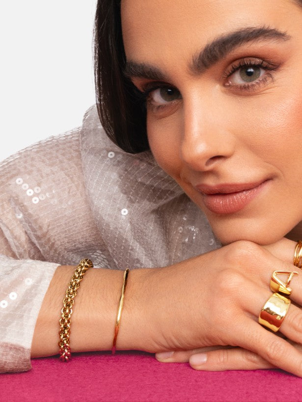 Pulsera Big Rope Acero Baño Oro