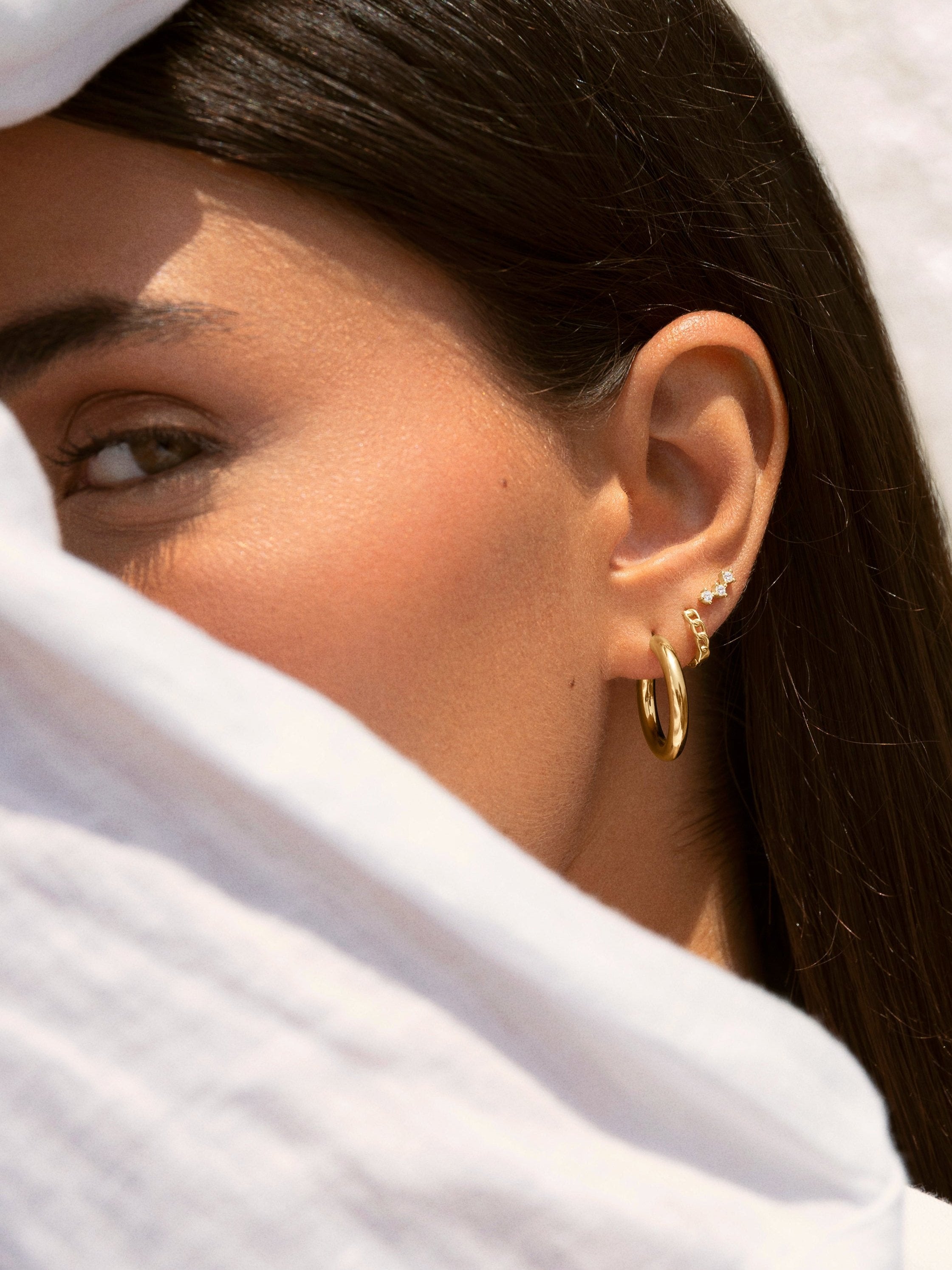 Chain S Gold Hoop Single Earring