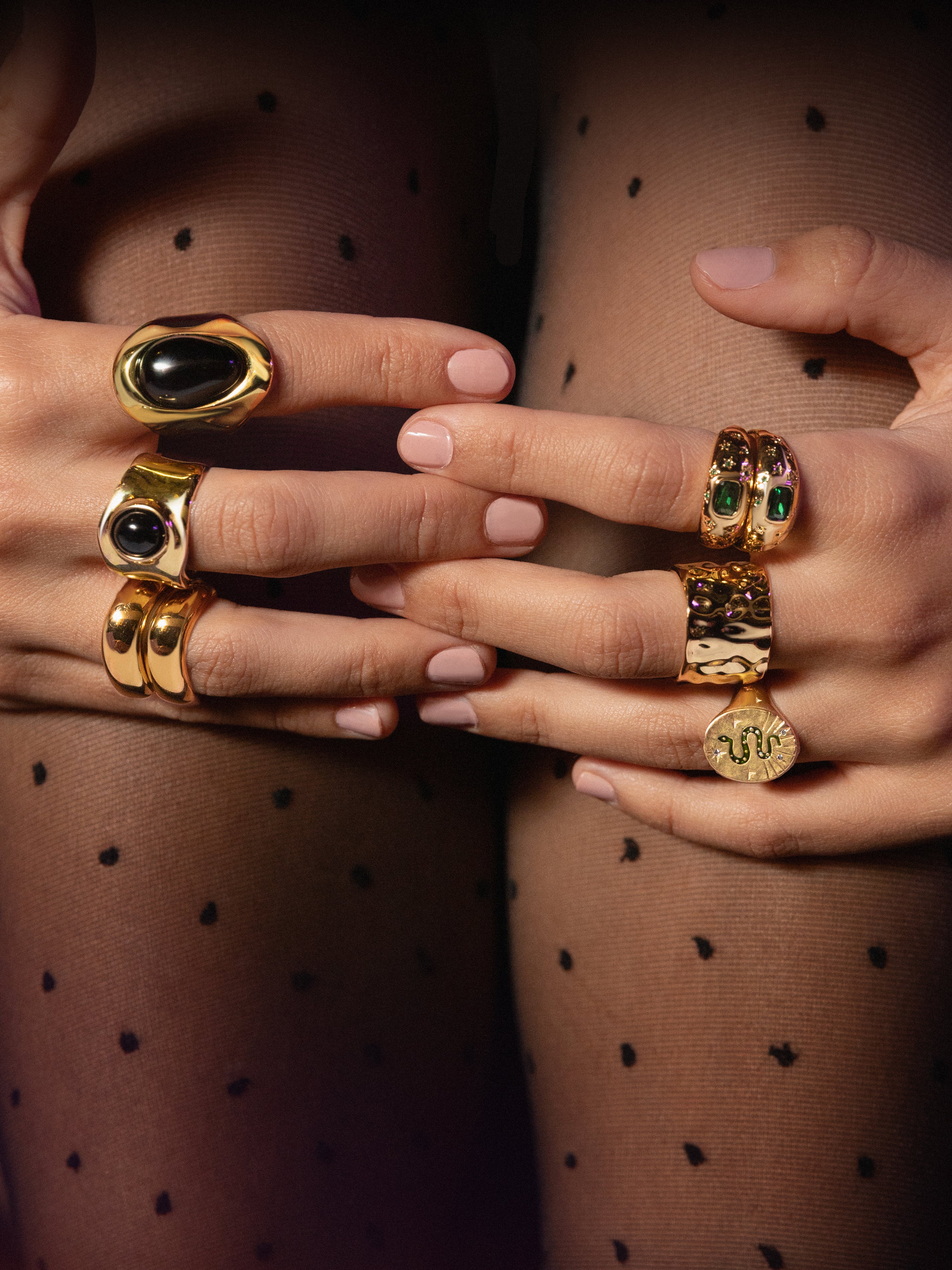 Anillo My Onyx Baño Oro