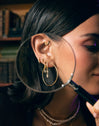 Boucle d'oreille seule Créole Cléo M Noir Plaqué Or