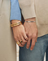 Double-Cross-Ring aus Stahl mit 18-karätiger Goldbeschichtung