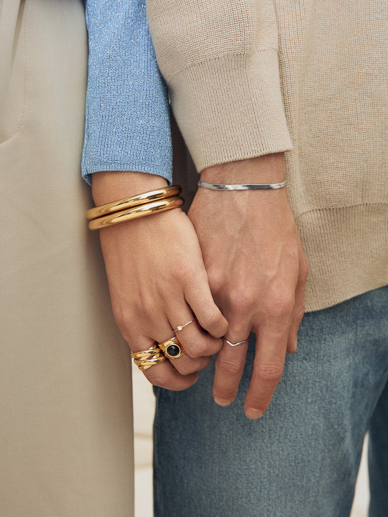 Double-Cross-Ring aus Stahl mit 18-karätiger Goldbeschichtung