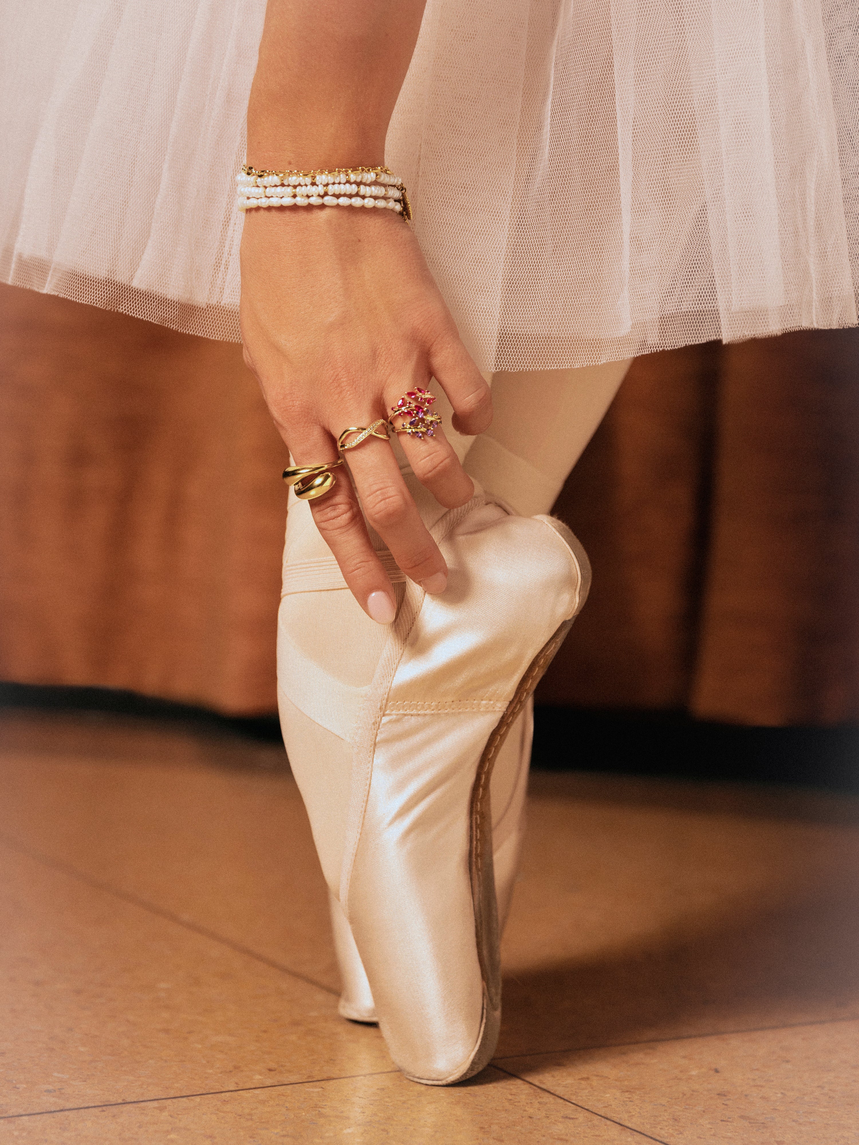 Maxi Abbraccio Ring Edelstahl, vergoldet