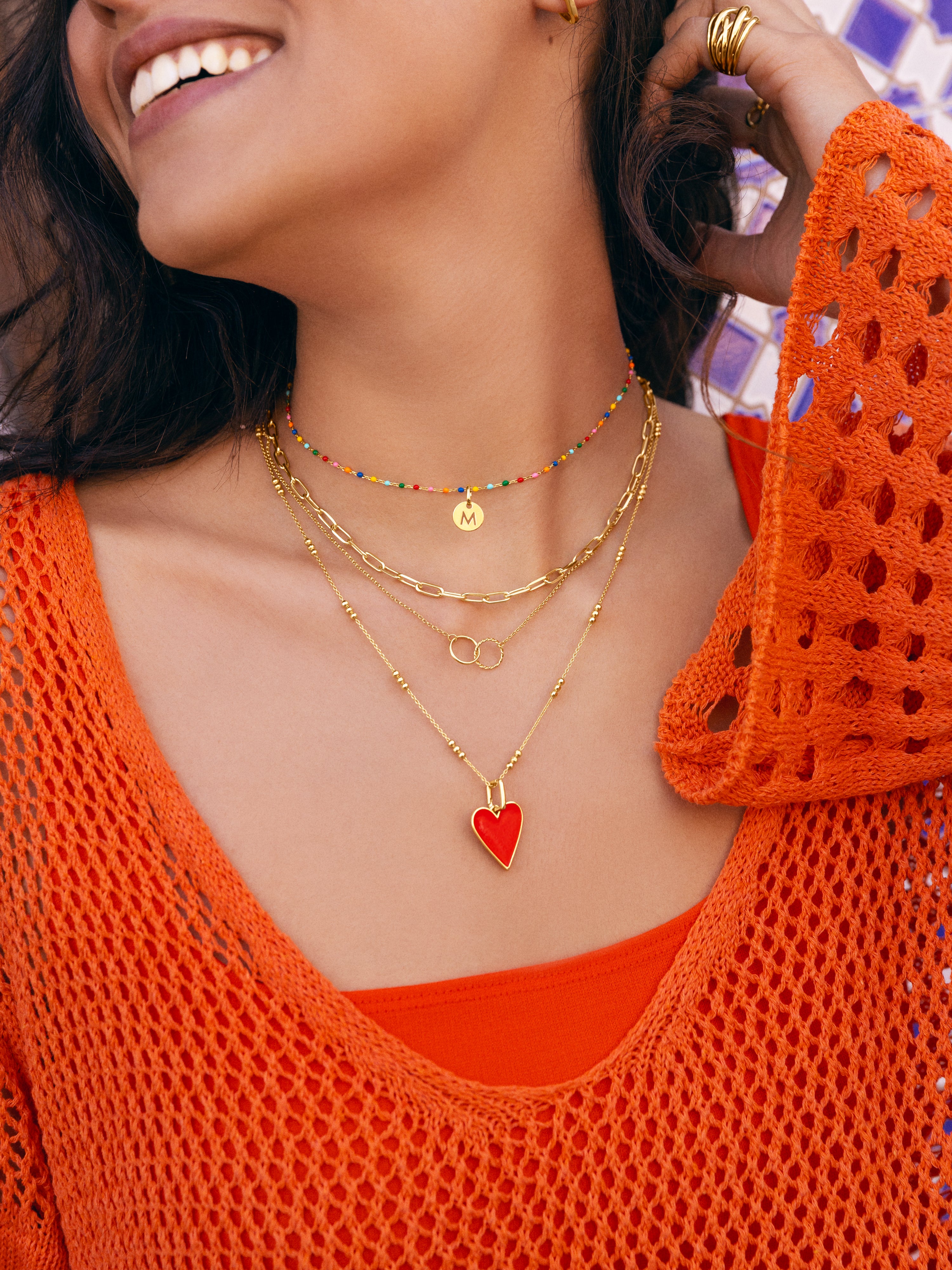 Lovely Red Heart Enamel Gold Charm