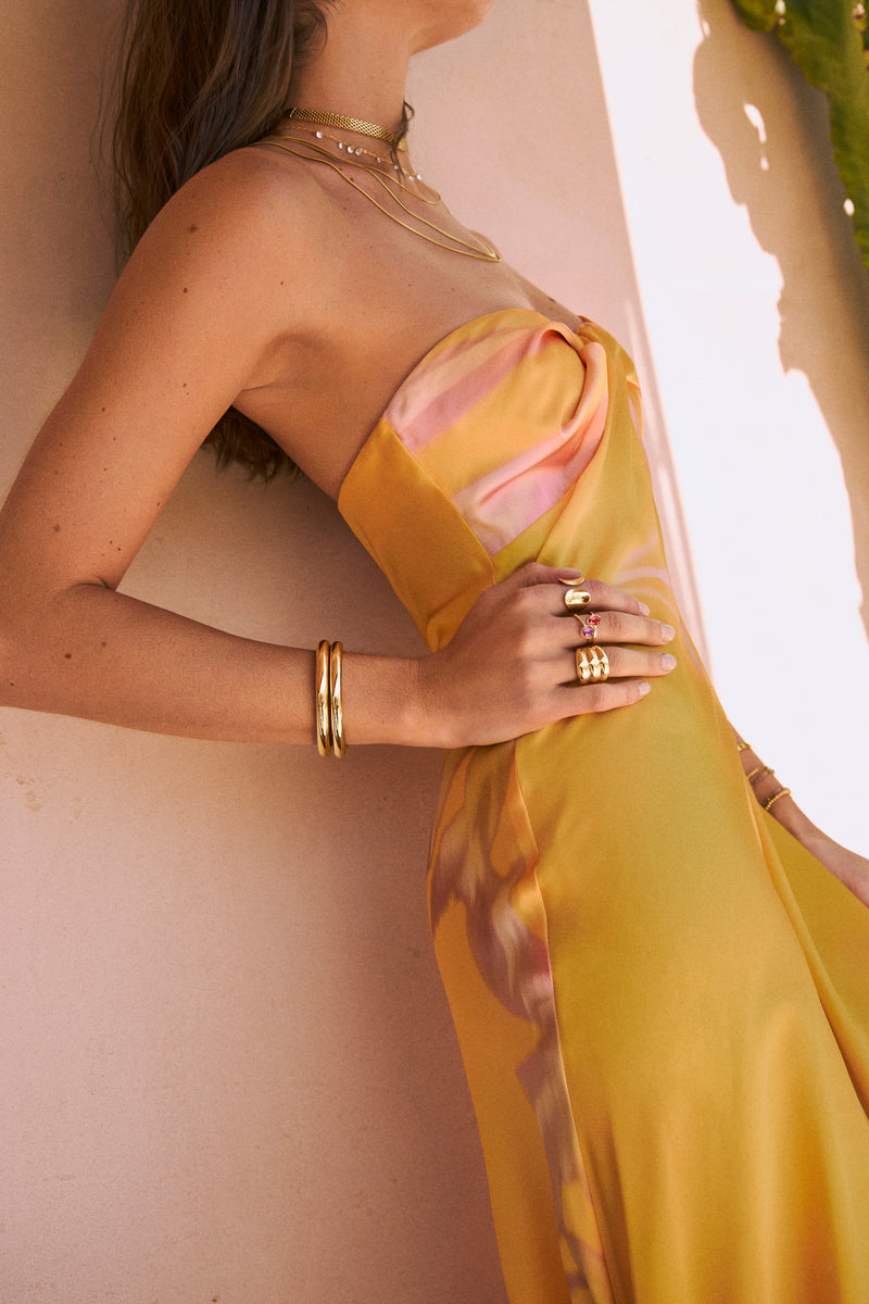 Anillo Dune Acero Baño Oro