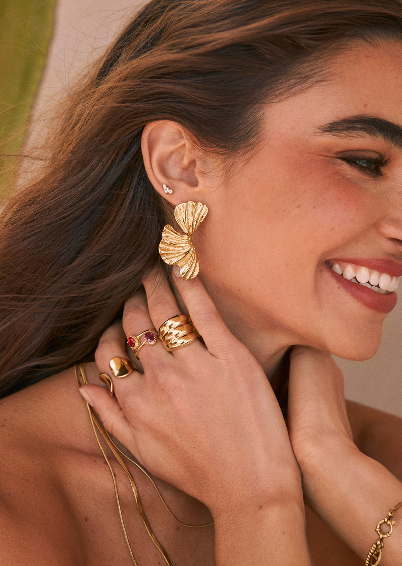 Anillo Dune Acero Baño Oro