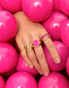 Signet Bean Neon Pink Enamel Gold Ring