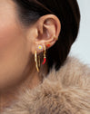 White Daisy May Gold Stainless Steel Single Earring
