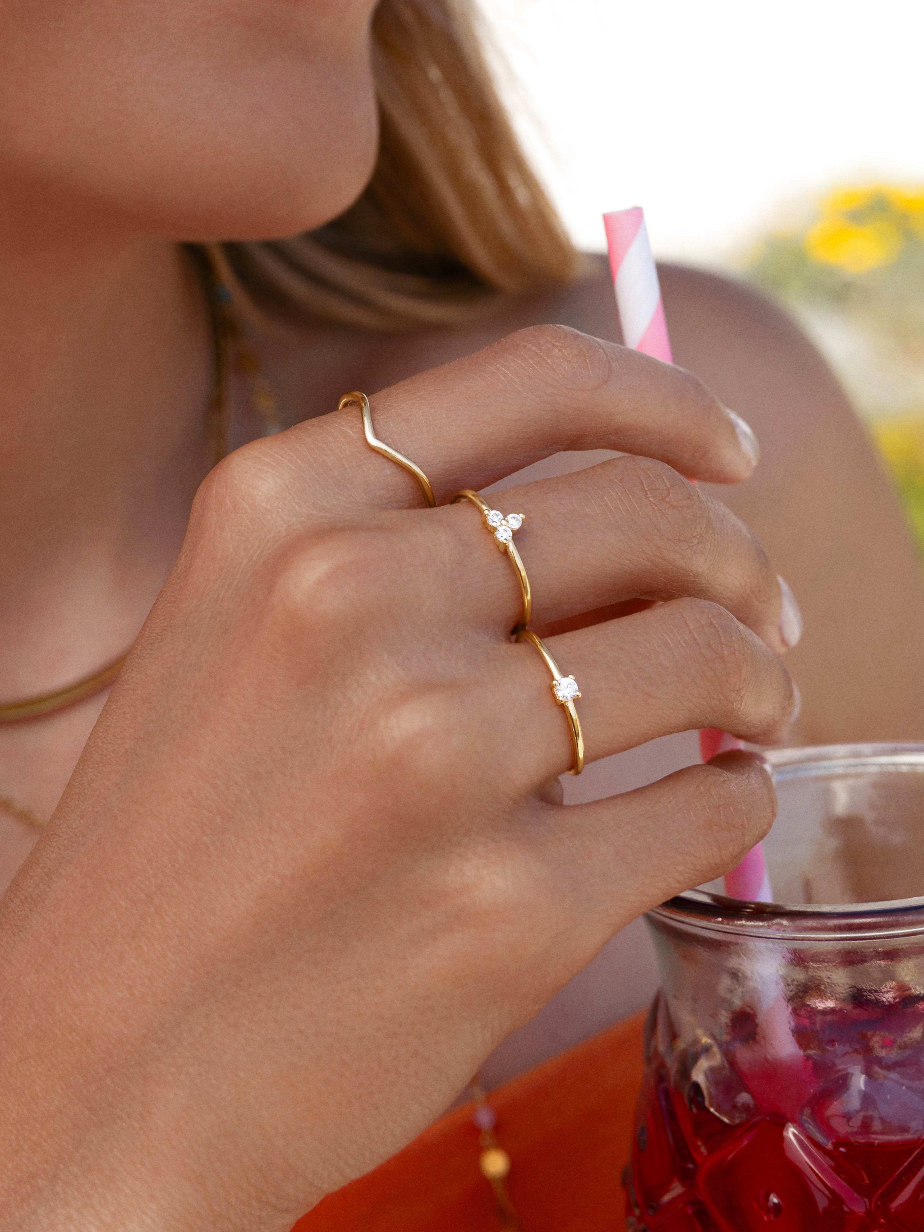 Peak Steel Ring, Gold-Plated