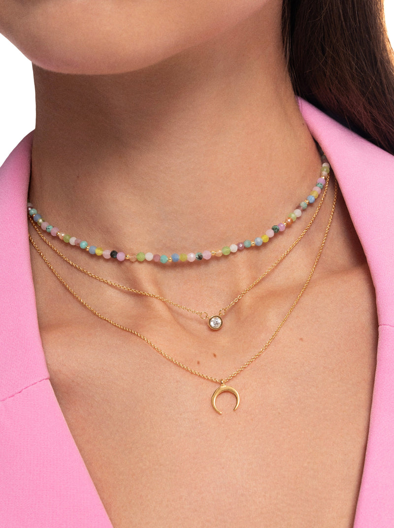 Pack 2 Collares Spark + Mini Moonset Plata Baño Oro