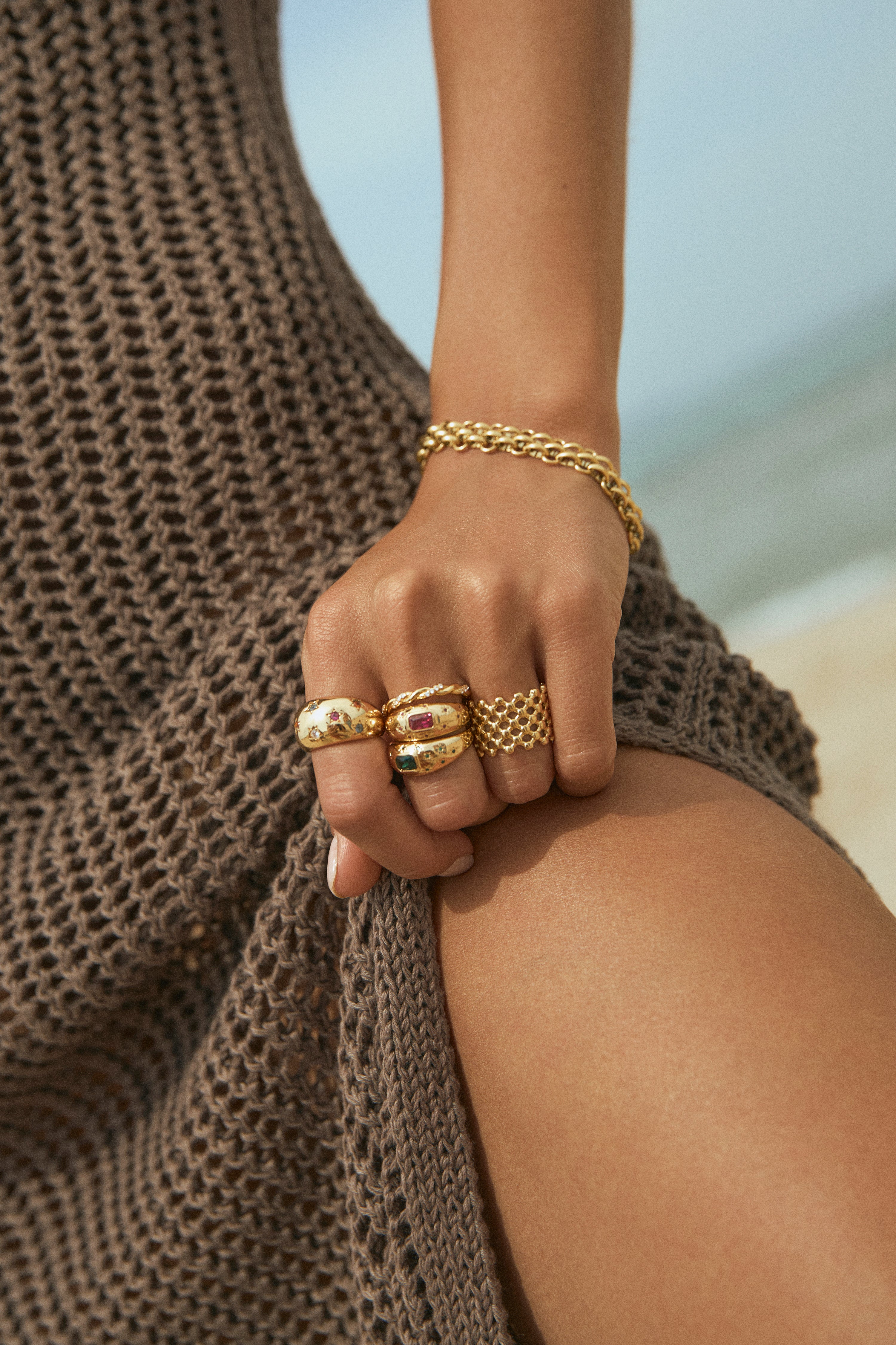 Tressia Ring Silber, vergoldet