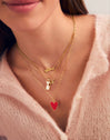 Charm Lovely Heart Red Enamel Baño Oro