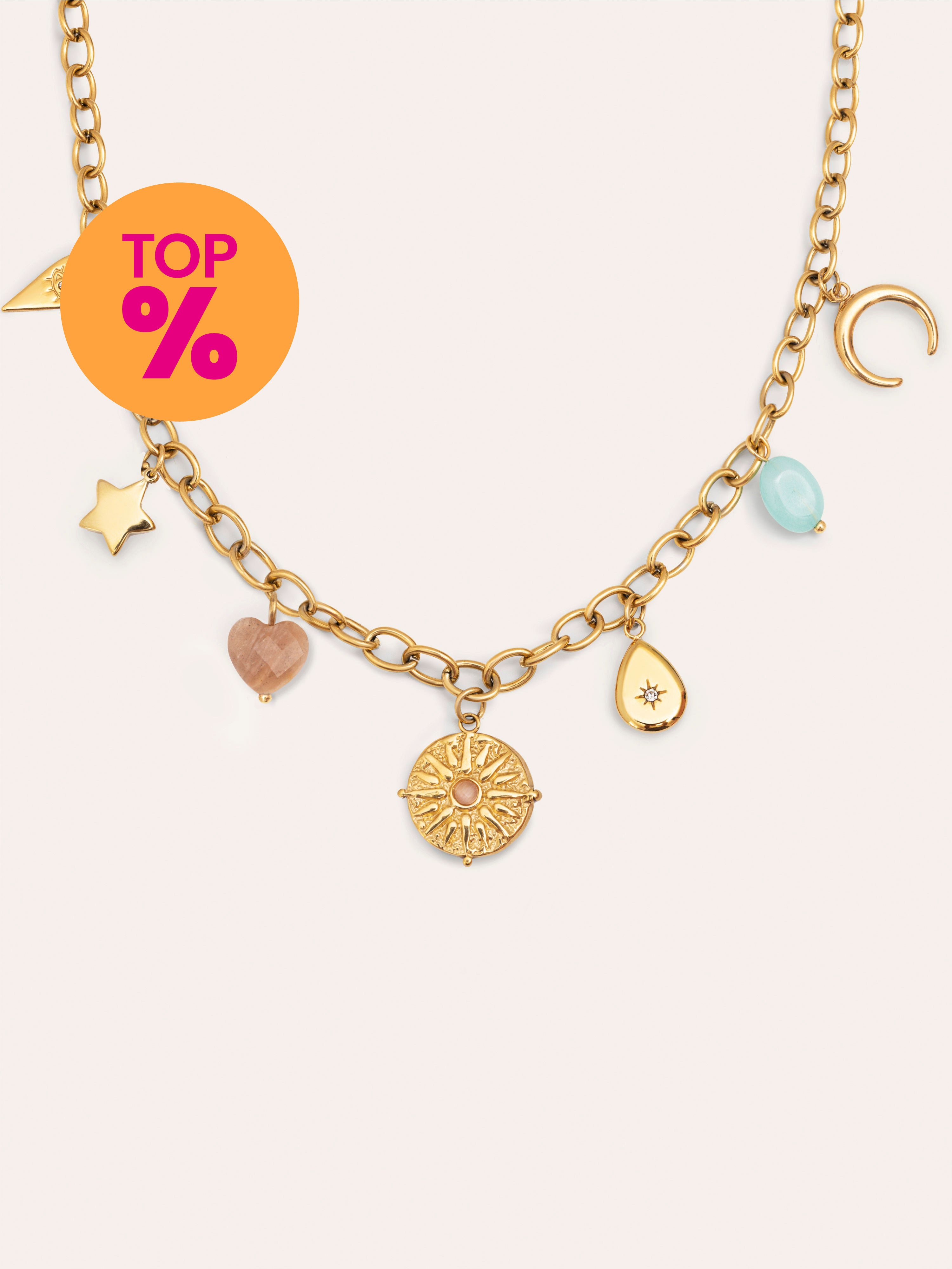 Collana Multicharms Soleil Acciaio Placcato Oro