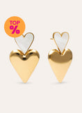 Boucles D'oreilles Duo D'Amour Nacre Acier Plaqué Or