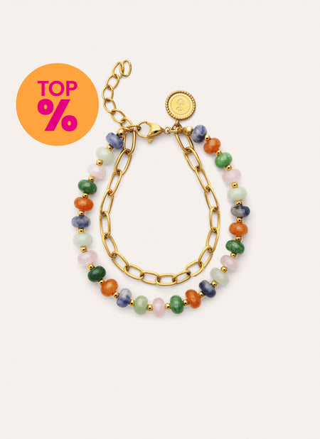 Pulseira Alpine Stones Aço Banho de Ouro