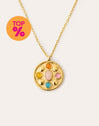 Colar Medallion Five Stones Aço Banho de Ouro