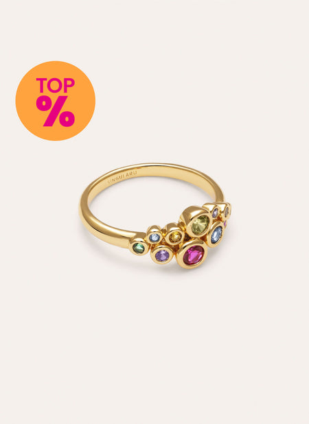 Anel Rainbow Bubbles Banho de Ouro
