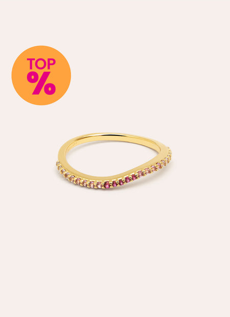 Anel Fino Scarlett Rosa Banho de Ouro
